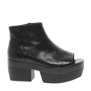 Vagabond Black Leather Platform Peep Toe Ankle Boots Size 39 / 9 Chunky Heel GUC